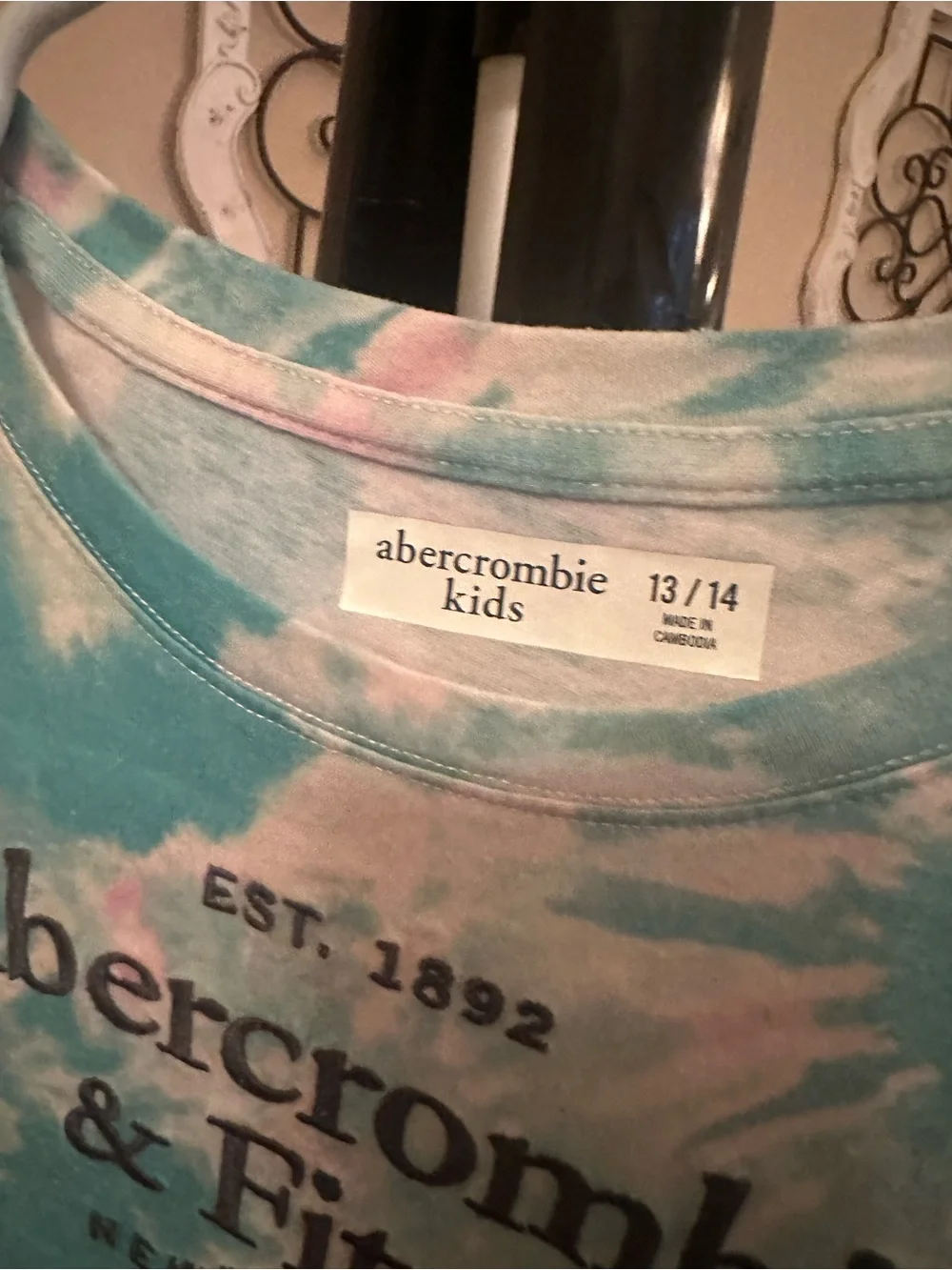 abercrombie kids Teal & Pink Tie-Dye Short Sleeve Tee